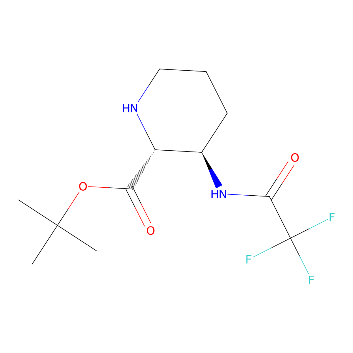 rac-tert-butyl (2R,3R)-3-(2,2,2-trifluoroacetamido)piperidine-2-carboxylate molecular structure, CAS 2580113-74-0