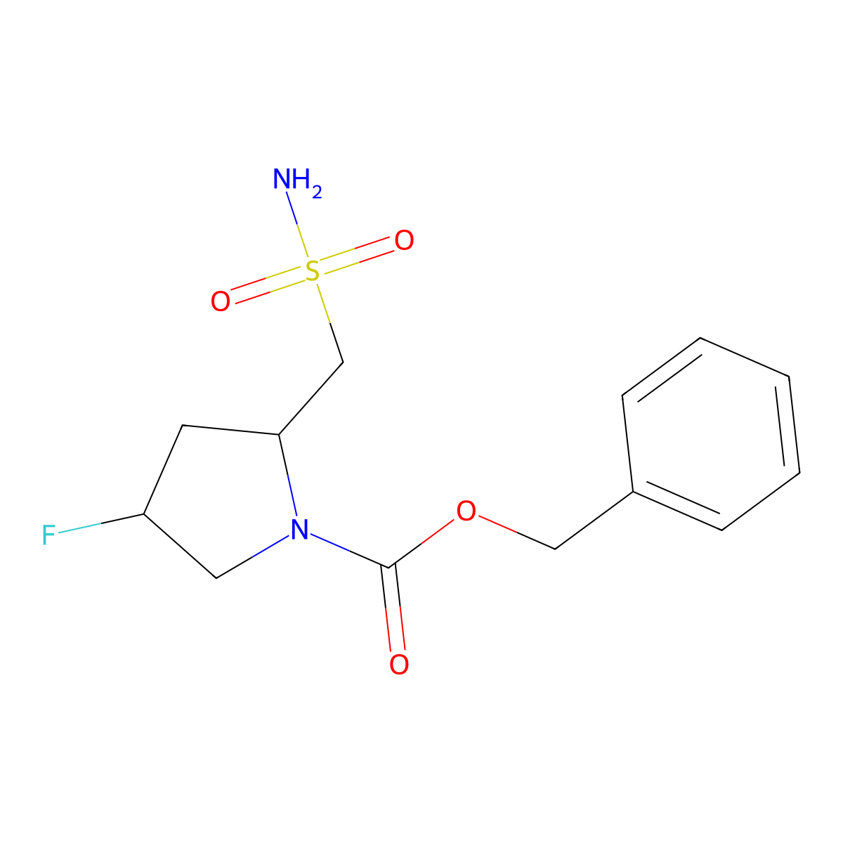 benzyl (2S,4S)-4-fluoro-2-(sulfamoylmethyl)pyrrolidine-1-carboxylate molecular structure, CAS 2580113-97-7