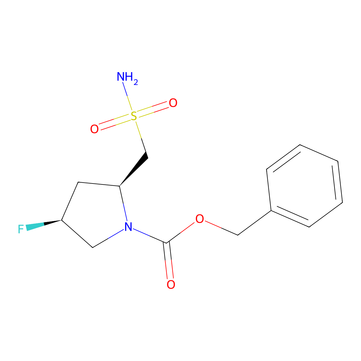 benzyl (2S,4S)-4-fluoro-2-(sulfamoylmethyl)pyrrolidine-1-carboxylate molecular structure, CAS 2580113-97-7