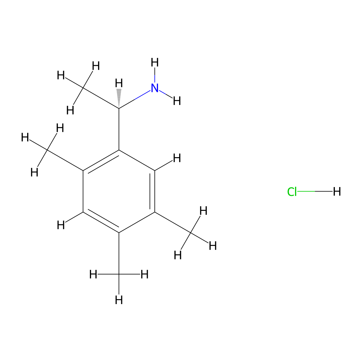 (1r)-1-(2,4,5-Trimethylphenyl)ethan-1-amine hydrochloride molecular structure, CAS 2580113-99-9