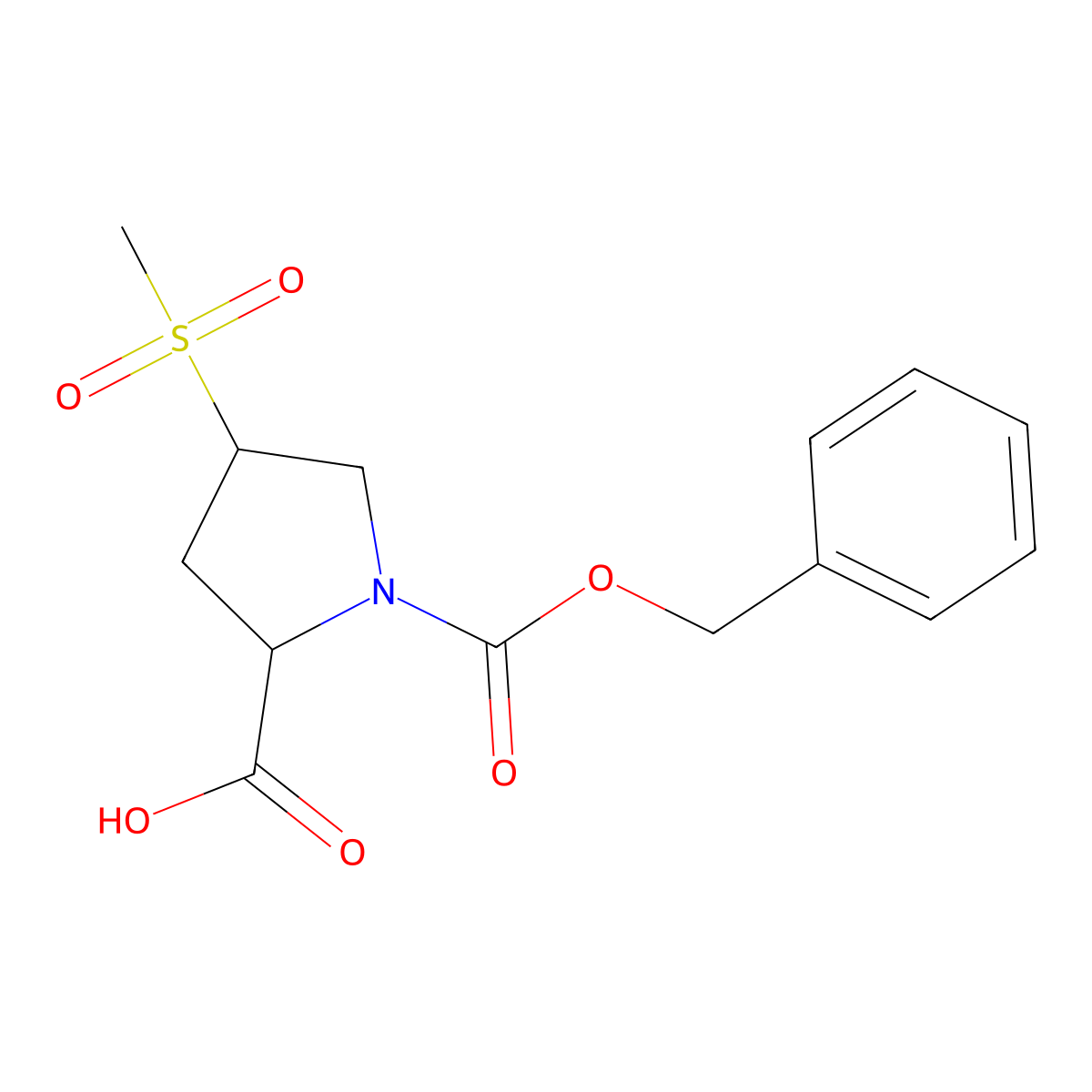 (2R,4S)-1-[(benzyloxy)carbonyl]-4-methanesulfonylpyrrolidine-2-carboxylic acid molecular structure, CAS 2580114-09-4