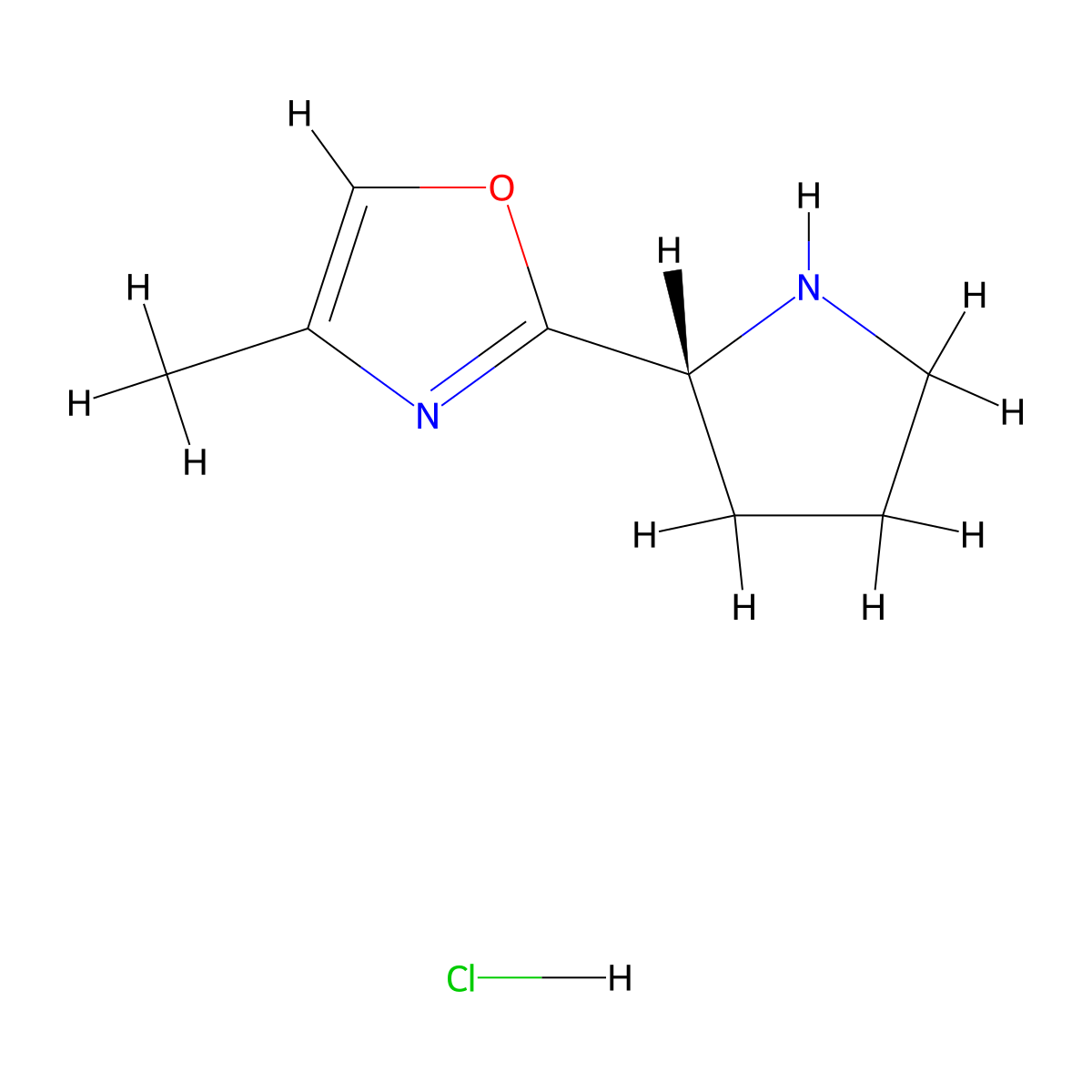 4-methyl-2-[(2R)-pyrrolidin-2-yl]-1,3-oxazole hydrochloride molecular structure, CAS 2580114-23-2