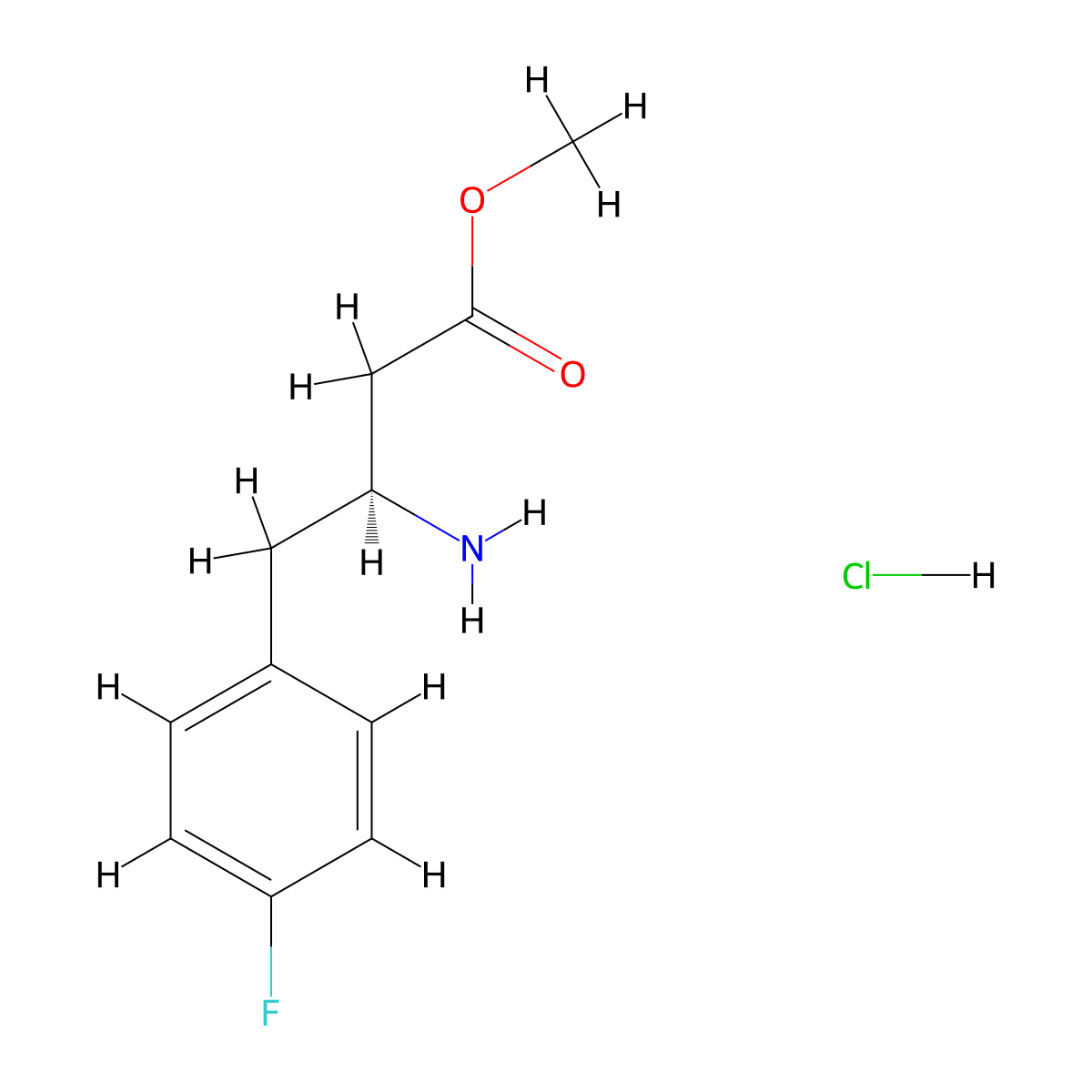 methyl (3S)-3-amino-4-(4-fluorophenyl)butanoate hydrochloride molecular structure, CAS 2580114-34-5