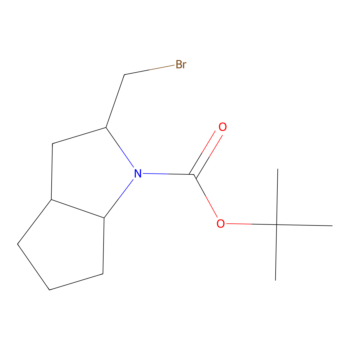 tert-butyl (2S,3aS,6aS)-2-(bromomethyl)-octahydrocyclopenta[b]pyrrole-1-carboxylate molecular structure, CAS 2580114-39-0