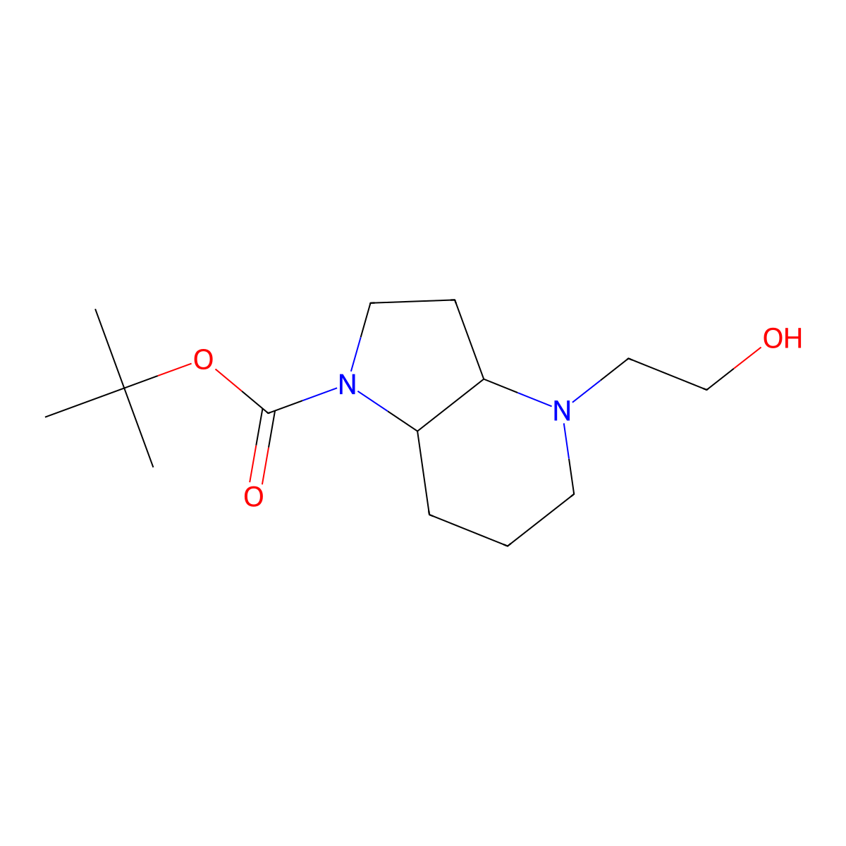 rac-tert-butyl (3aR,7aR)-4-(2-hydroxyethyl)-octahydro-1H-pyrrolo[3,2-b]pyridine-1-carboxylate molecular structure, CAS 2580114-41-4