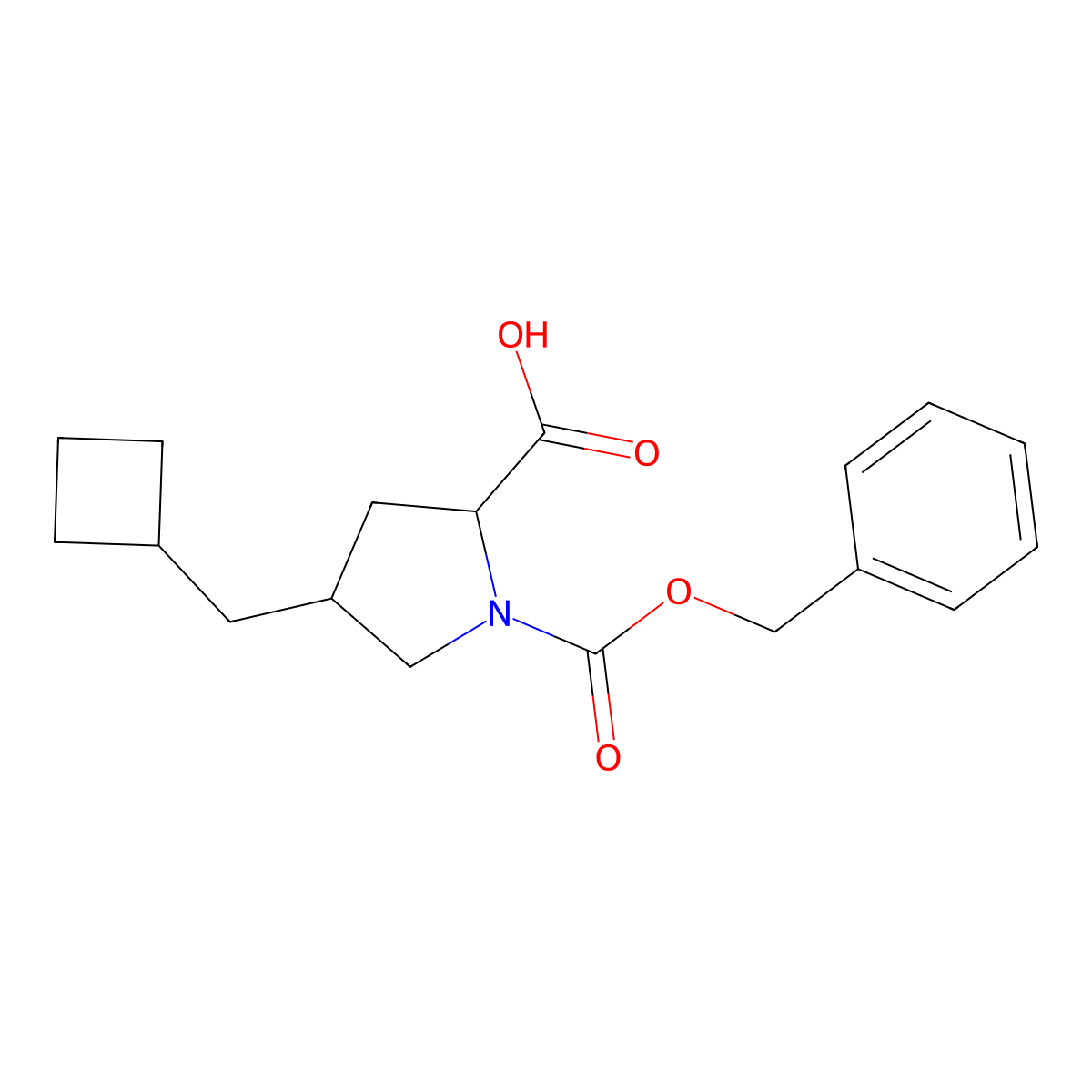 rac-(2R,4R)-1-[(benzyloxy)carbonyl]-4-(cyclobutylmethyl)pyrrolidine-2-carboxylic acid molecular structure, CAS 2580114-47-0
