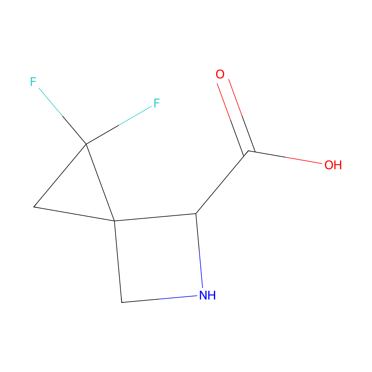 rac-(3R,4R)-1,1-difluoro-5-azaspiro[2.3]hexane-4-carboxylic acid molecular structure, CAS 2580114-53-8