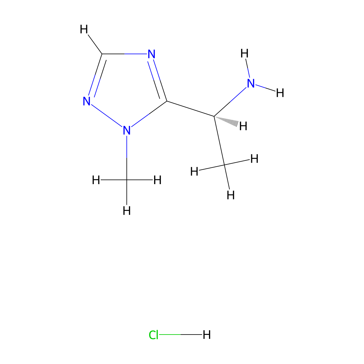 (1S)-1-(1-methyl-1H-1,2,4-triazol-5-yl)ethan-1-amine hydrochloride molecular structure, CAS 2580114-55-0