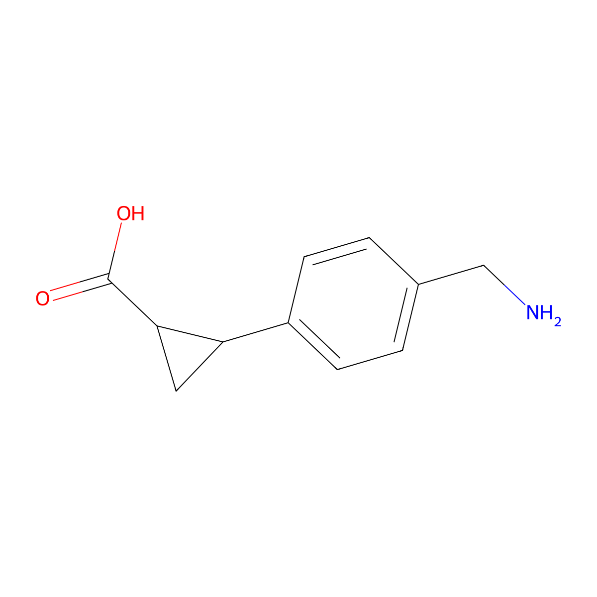 rac-(1R,2R)-2-[4-(aminomethyl)phenyl]cyclopropane-1-carboxylic acid molecular structure, CAS 2580114-57-2