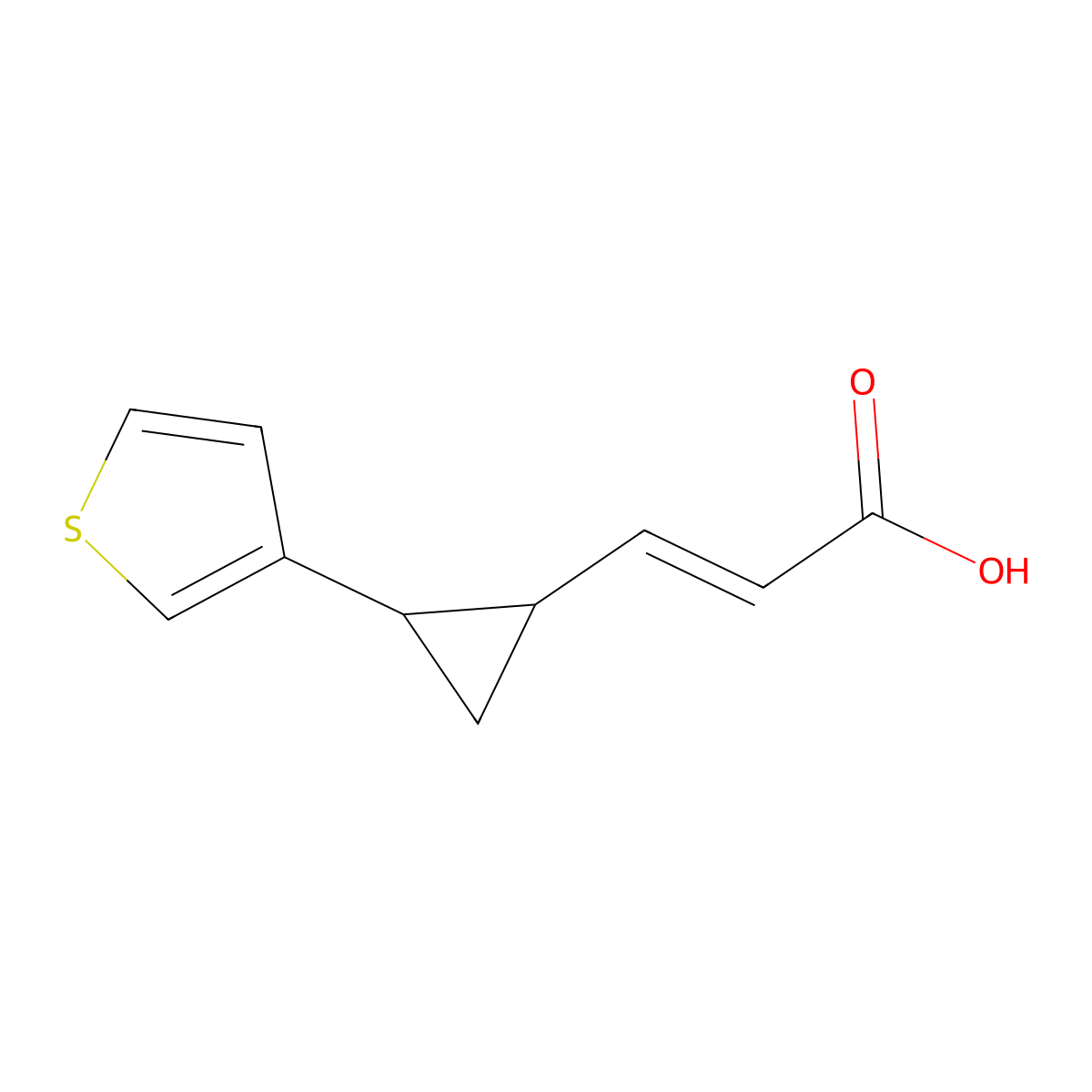 (E)-3-[(1S,2R)-2-Thiophen-3-ylcyclopropyl]prop-2-enoic acid molecular structure, CAS 2580114-61-8