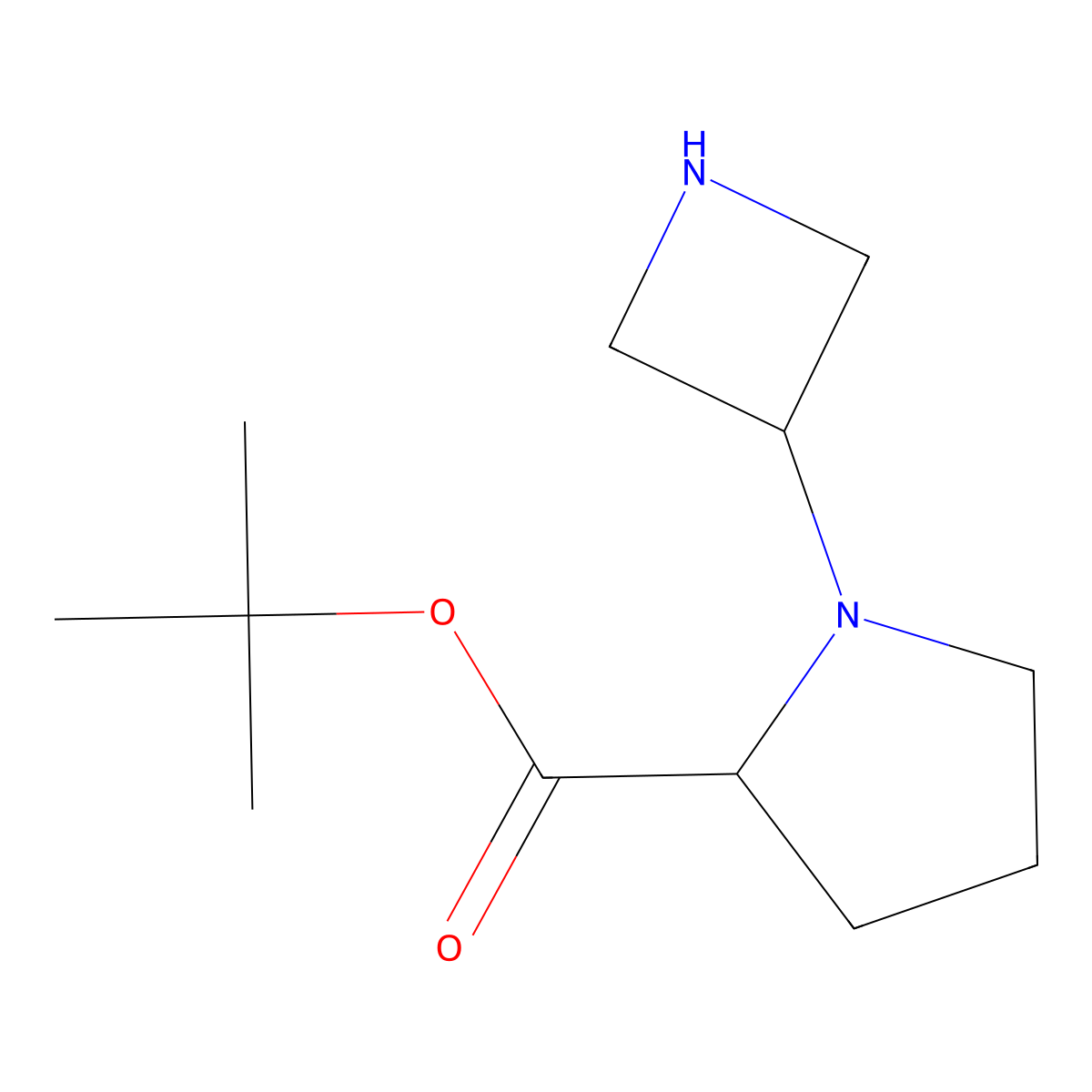 tert-butyl (2S)-1-(azetidin-3-yl)pyrrolidine-2-carboxylate molecular structure, CAS 2580114-63-0