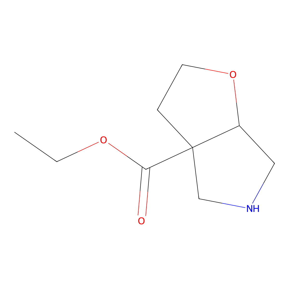 rac-ethyl (3aR,6aS)-hexahydro-2H-furo[2,3-c]pyrrole-3a-carboxylate molecular structure, CAS 2580114-64-1