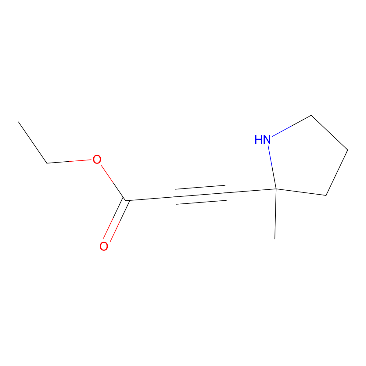 ethyl 3-[(2S)-2-methylpyrrolidin-2-yl]prop-2-ynoate molecular structure, CAS 2580114-69-6