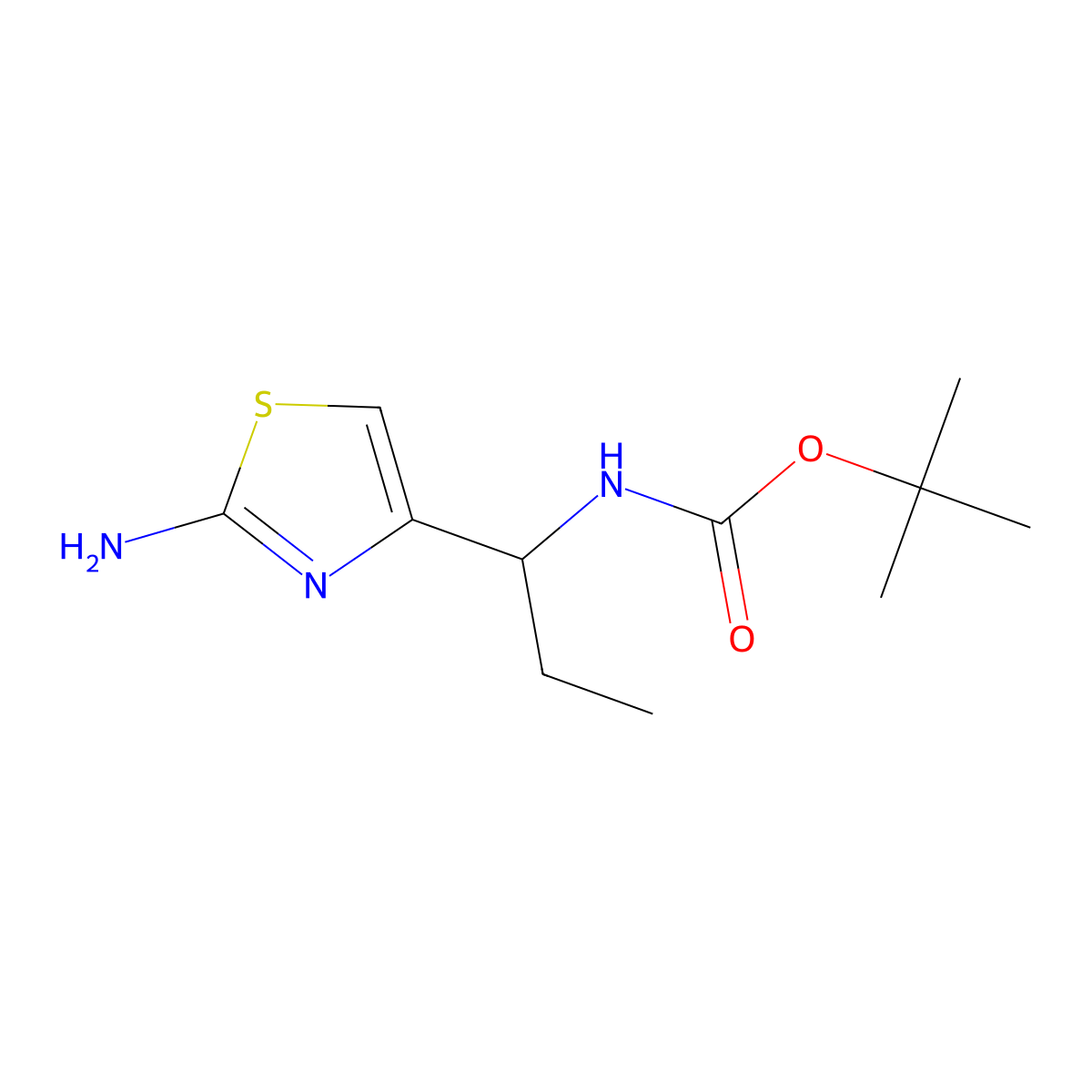 tert-butyl N-((1R)-1-(2-amino-1,3-thiazol-4-yl)propyl)carbamate molecular structure, CAS 2580114-70-9