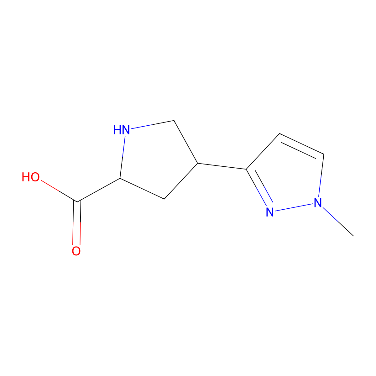 (2S)-4-(1-methyl-1H-pyrazol-3-yl)pyrrolidine-2-carboxylic acid molecular structure, CAS 2580128-04-5