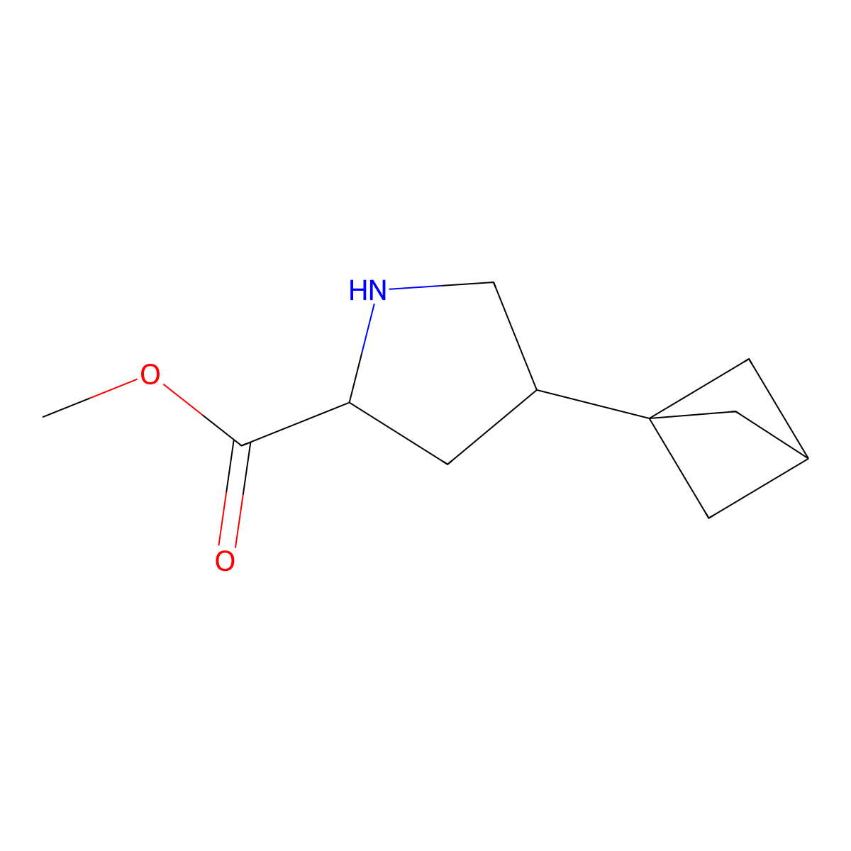 methyl (2S)-4-{bicyclo[1.1.1]pentan-1-yl}pyrrolidine-2-carboxylate molecular structure, CAS 2580128-20-5