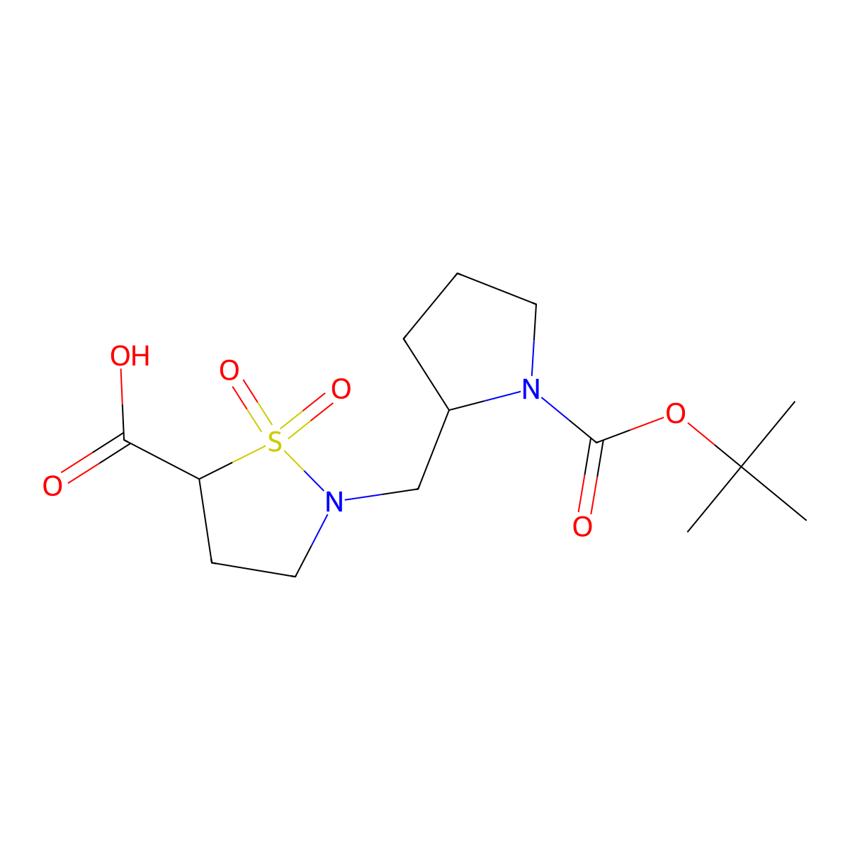 2-{[(2R)-1-[(tert-butoxy)carbonyl]pyrrolidin-2-yl]methyl}-1,1-dioxo-1lambda6,2-thiazolidine-5-carboxylic acid molecular structure, CAS 2580128-26-1