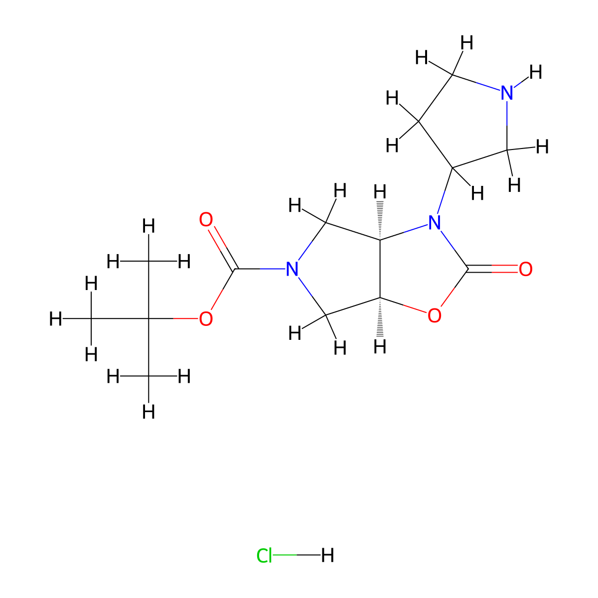 rac-tert-butyl (3aR,6aS)-2-oxo-3-(pyrrolidin-3-yl)-hexahydro-2H-pyrrolo[3,4-d][1,3]oxazole-5-carboxylate hydrochloride, cis molecular structure, CAS 2580128-34-1