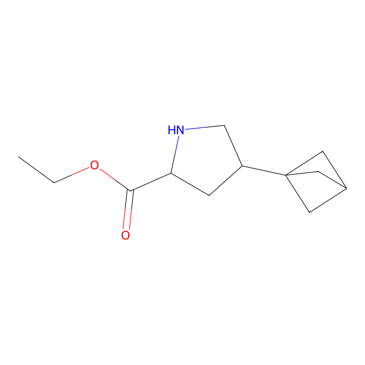 ethyl (2S)-4-{bicyclo[1.1.1]pentan-1-yl}pyrrolidine-2-carboxylate molecular structure, CAS 2580128-41-0