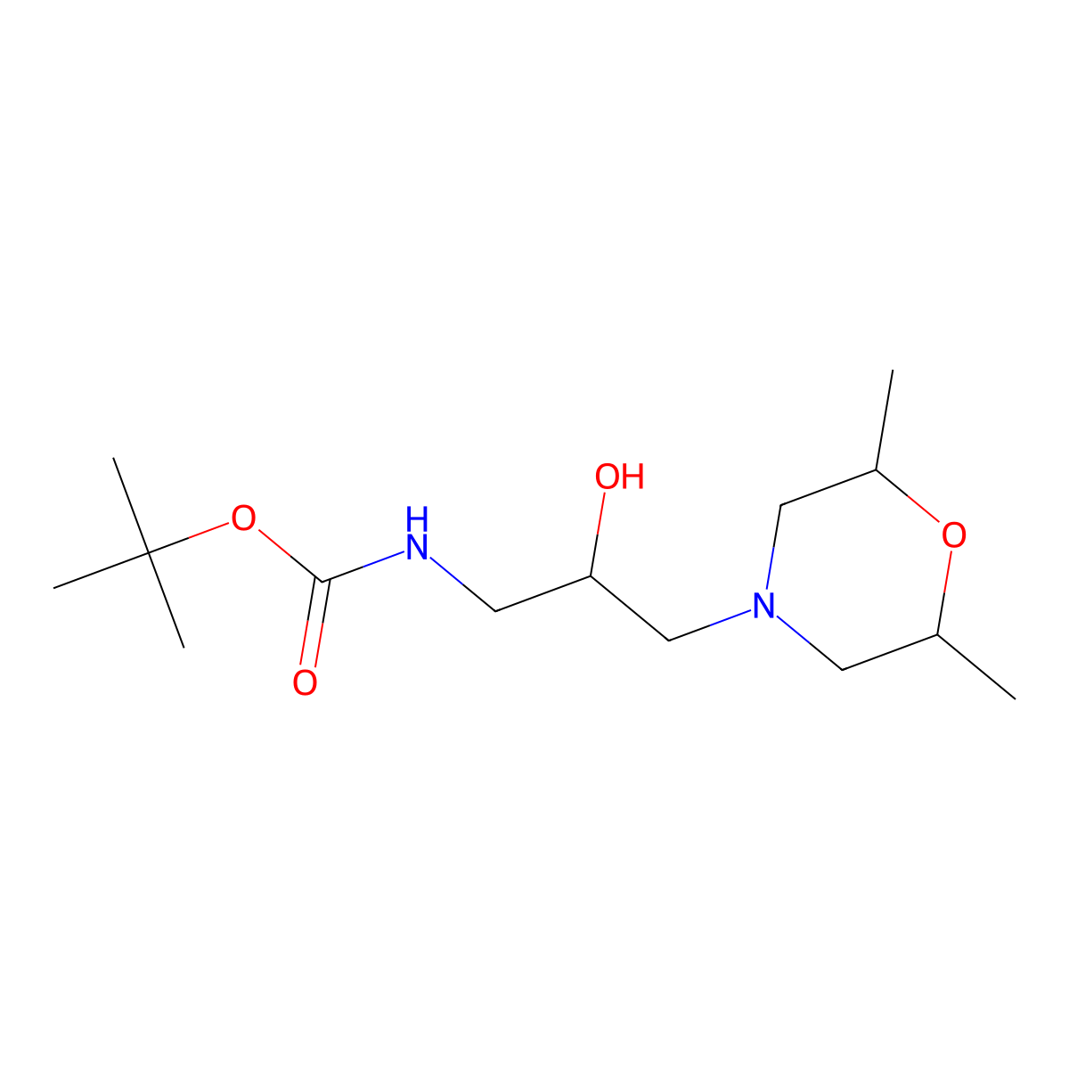 tert-butyl N-{3-[(2R,6S)-2,6-dimethylmorpholin-4-yl]-2-hydroxypropyl}carbamate molecular structure, CAS 2580128-64-7