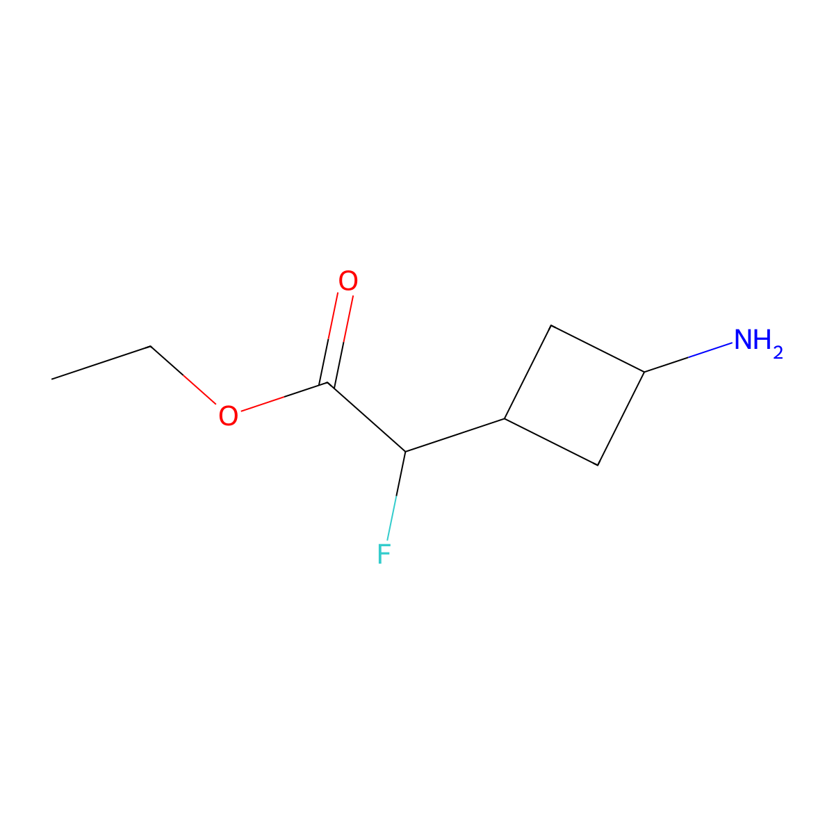 Ethyl 2-(3-aminocyclobutyl)-2-fluoroacetate molecular structure, CAS 2580145-47-5