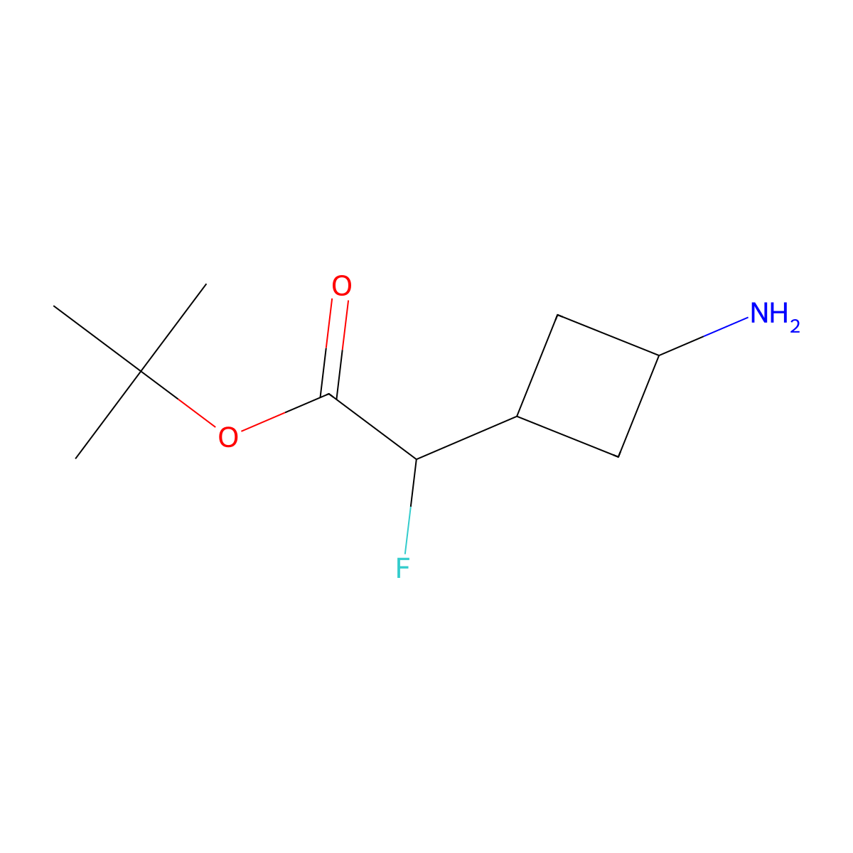 Tert-butyl 2-(3-aminocyclobutyl)-2-fluoroacetate molecular structure, CAS 2580145-48-6