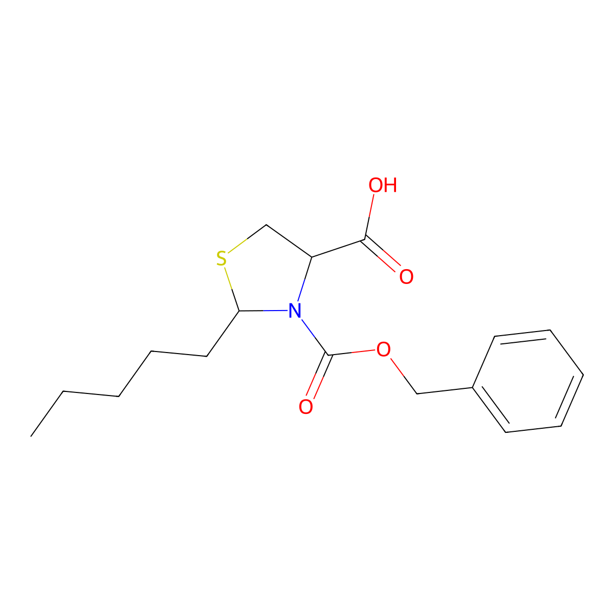 3-[(Benzyloxy)carbonyl]-2-pentyl-1,3-thiazolidine-4-carboxylic acid molecular structure, CAS 2580177-76-8