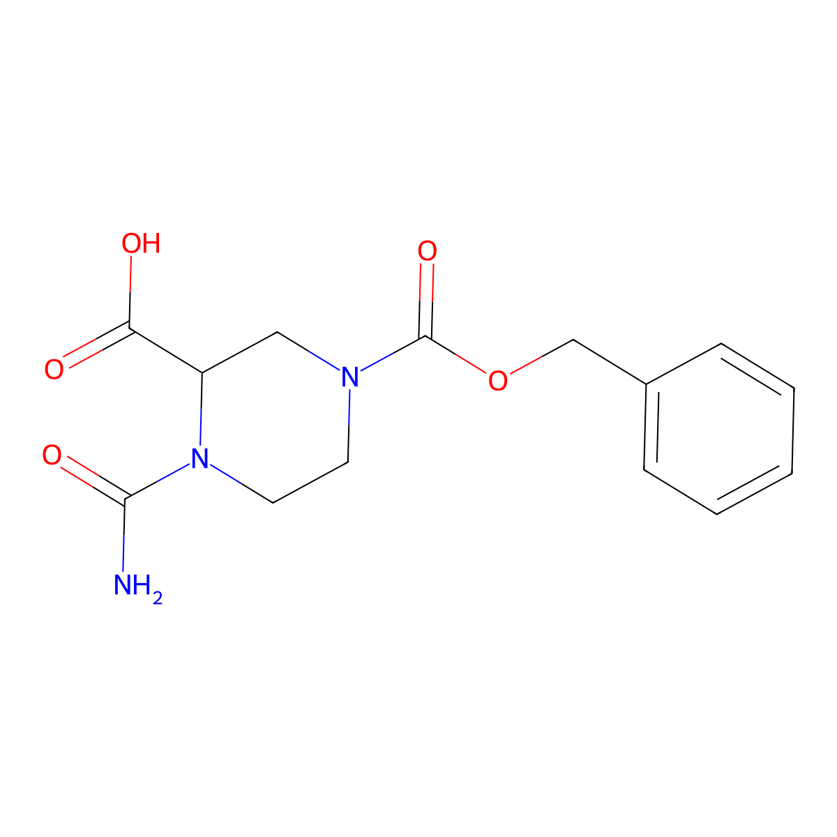 4-[(Benzyloxy)carbonyl]-1-carbamoylpiperazine-2-carboxylic acid molecular structure, CAS 2580177-79-1