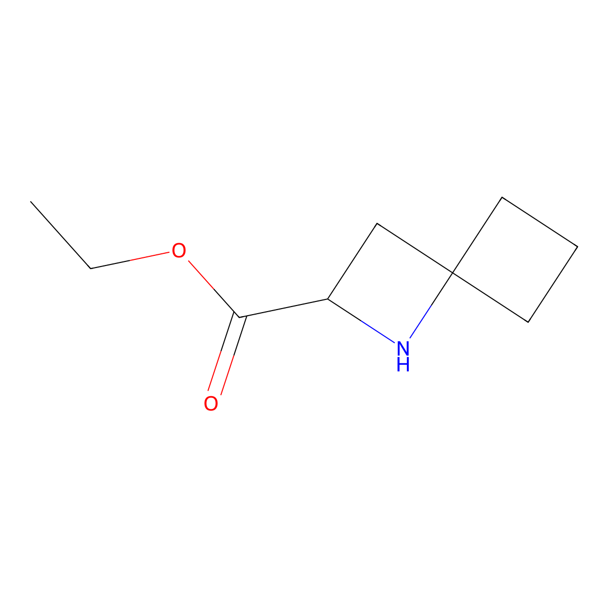 Ethyl 1-azaspiro[3.3]heptane-2-carboxylate molecular structure, CAS 2580177-88-2