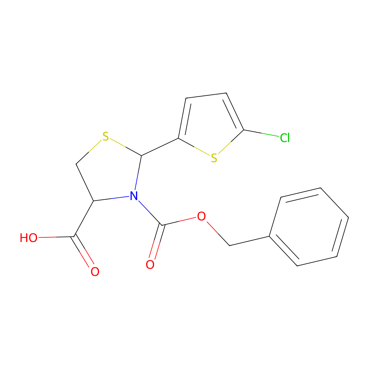 3-[(Benzyloxy)carbonyl]-2-(5-chlorothiophen-2-yl)-1,3-thiazolidine-4-carboxylic acid molecular structure, CAS 2580177-94-0