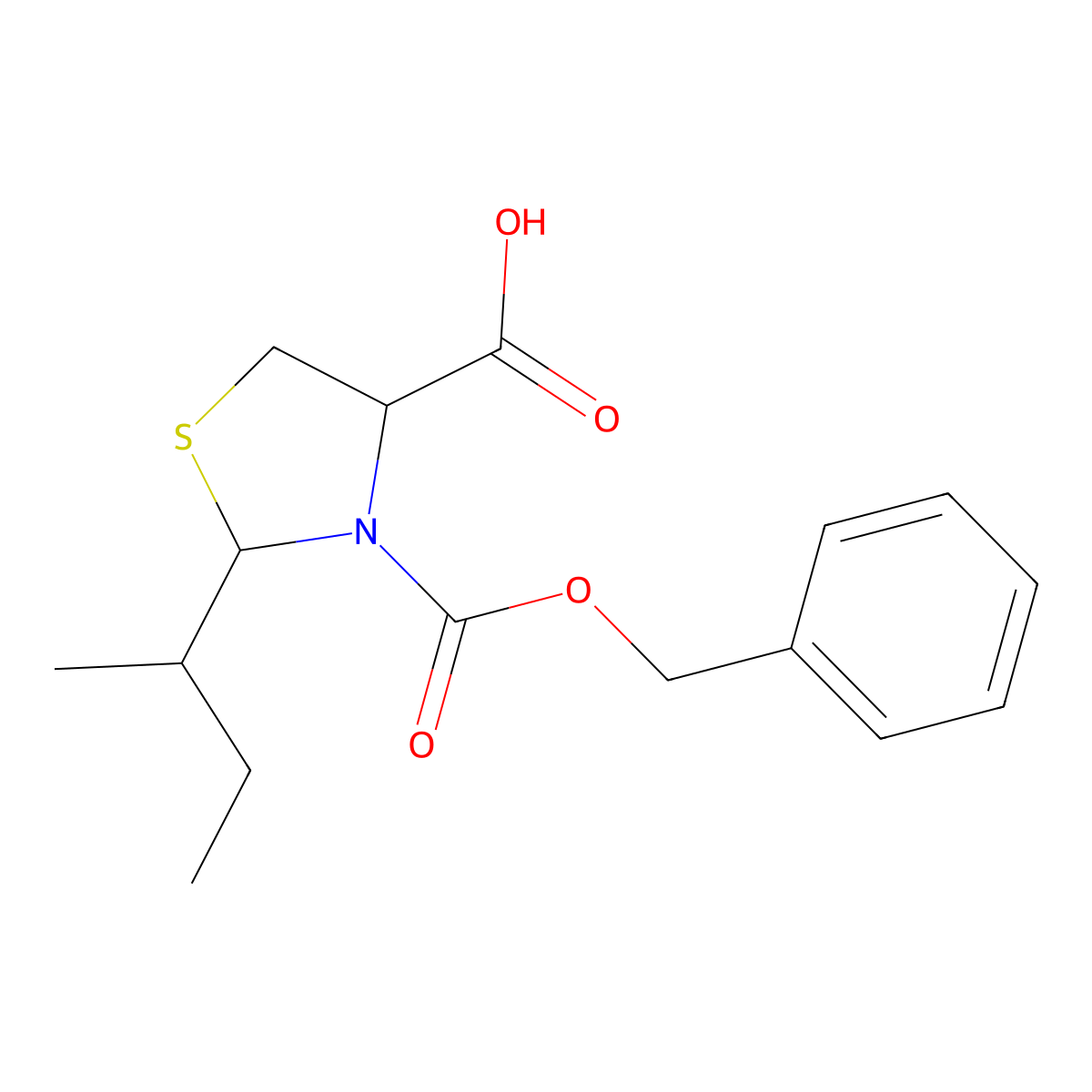 3-[(Benzyloxy)carbonyl]-2-(butan-2-yl)-1,3-thiazolidine-4-carboxylic acid molecular structure, CAS 2580178-00-1