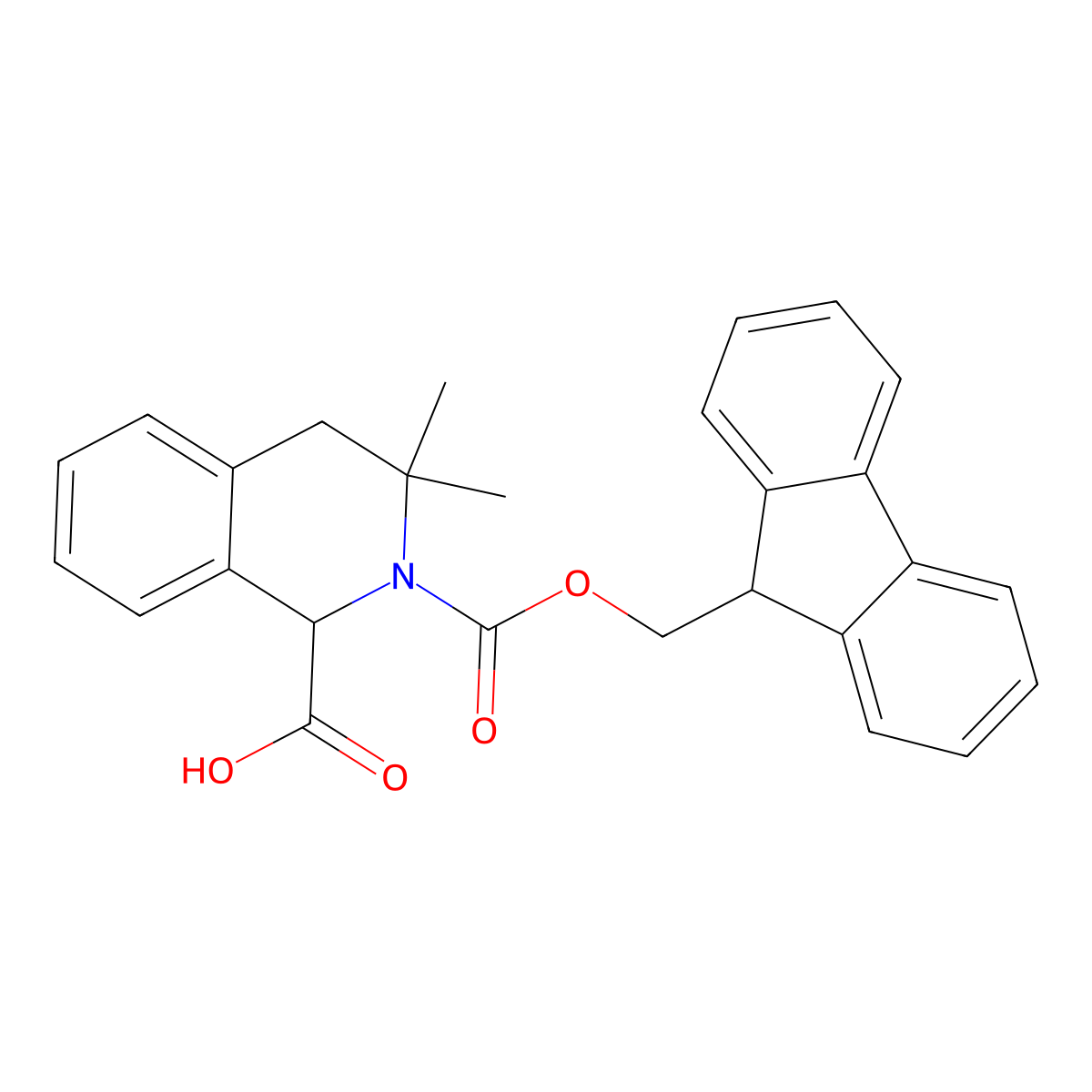 2-{[(9H-fluoren-9-yl)methoxy]carbonyl}-3,3-dimethyl-1,2,3,4-tetrahydroisoquinoline-1-carboxylic acid molecular structure, CAS 2580178-06-7