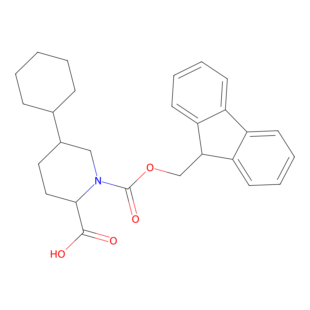 5-cyclohexyl-1-{[(9H-fluoren-9-yl)methoxy]carbonyl}piperidine-2-carboxylic acid molecular structure, CAS 2580178-10-3
