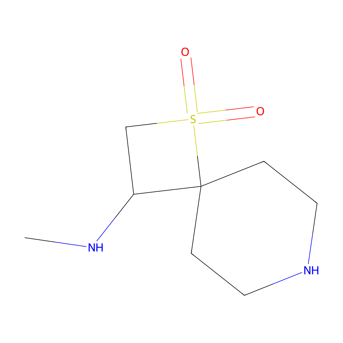 3-(Methylamino)-1lambda6-thia-7-azaspiro[3.5]nonane-1,1-dione molecular structure, CAS 2580178-14-7