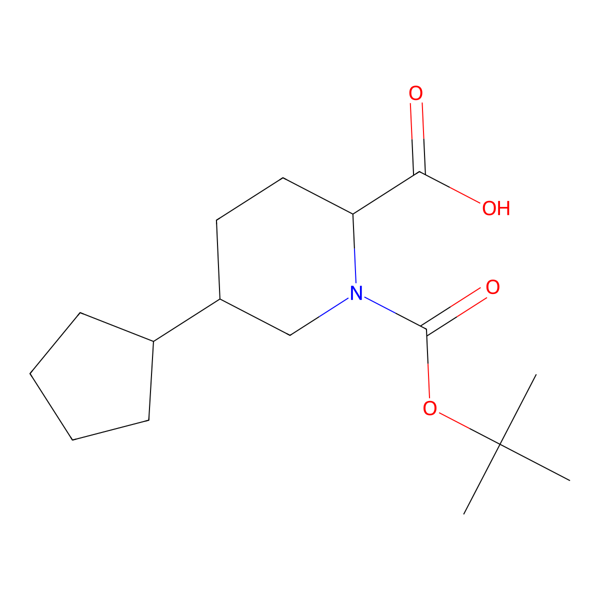 1-[(Tert-butoxy)carbonyl]-5-cyclopentylpiperidine-2-carboxylic acid molecular structure, CAS 2580178-33-0