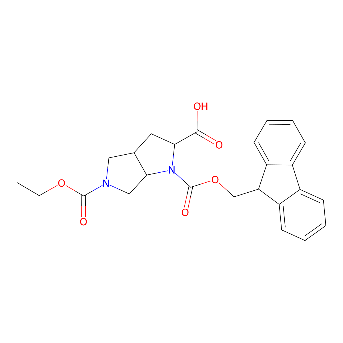 5-(ethoxycarbonyl)-1-{[(9H-fluoren-9-yl)methoxy]carbonyl}-octahydropyrrolo[3,4-b]pyrrole-2-carboxylic acid molecular structure, CAS 2580178-48-7