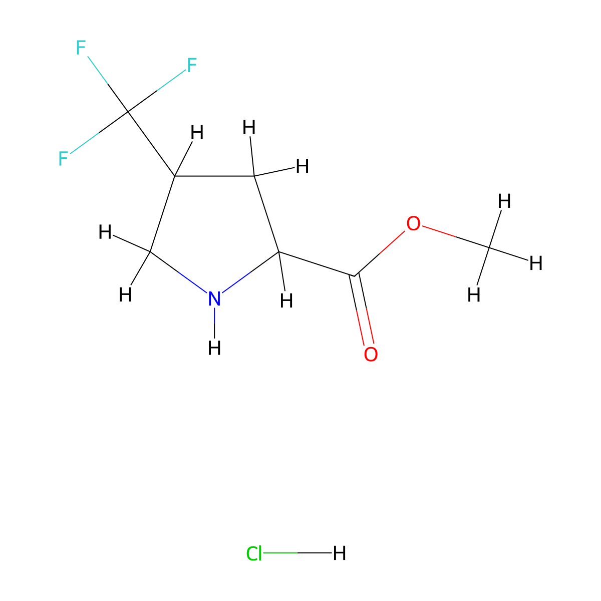 Methyl 4-(trifluoromethyl)pyrrolidine-2-carboxylate;hydrochloride molecular structure, CAS 2580178-53-4