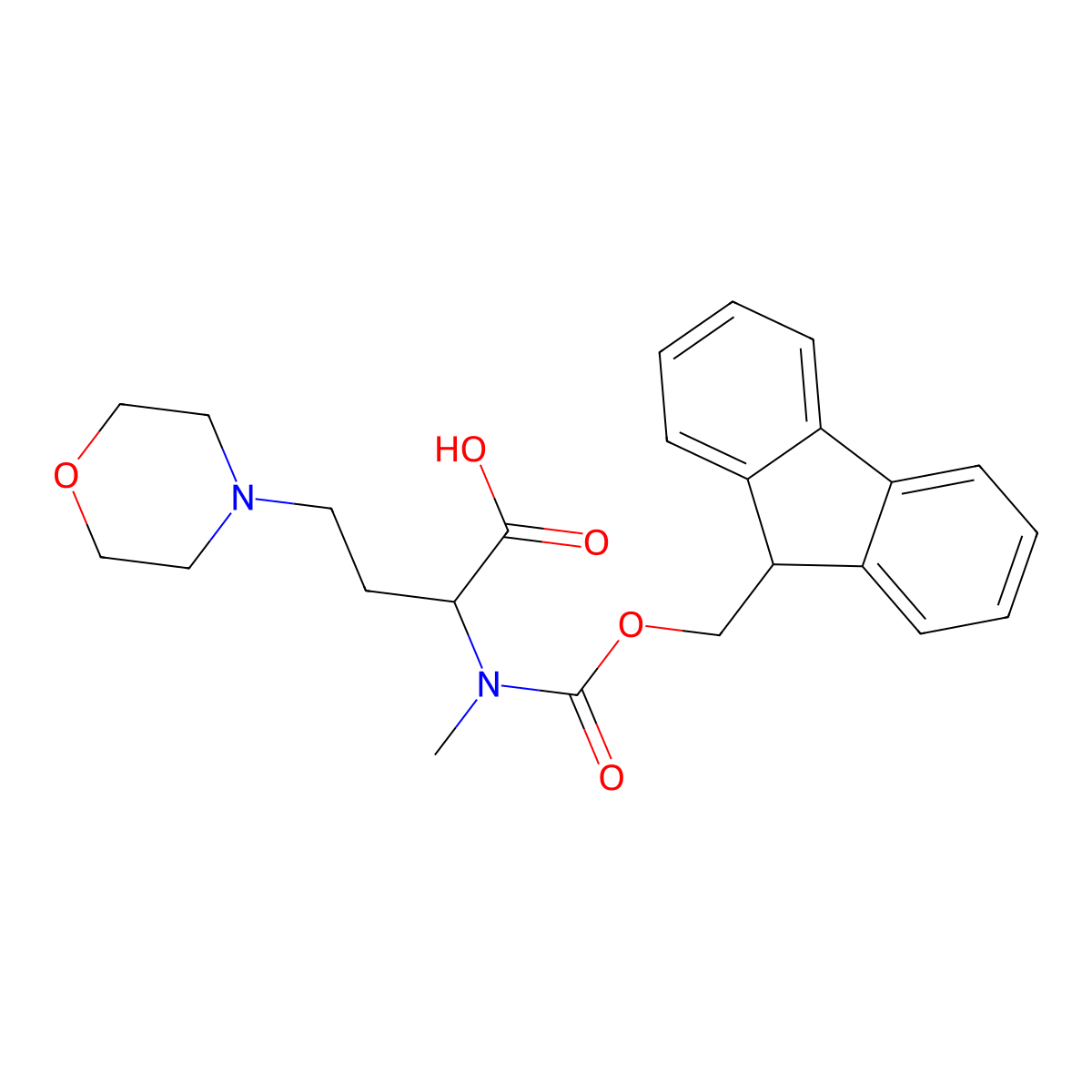 2-({[(9H-fluoren-9-yl)methoxy]carbonyl}(methyl)amino)-4-(morpholin-4-yl)butanoic acid molecular structure, CAS 2580178-59-0