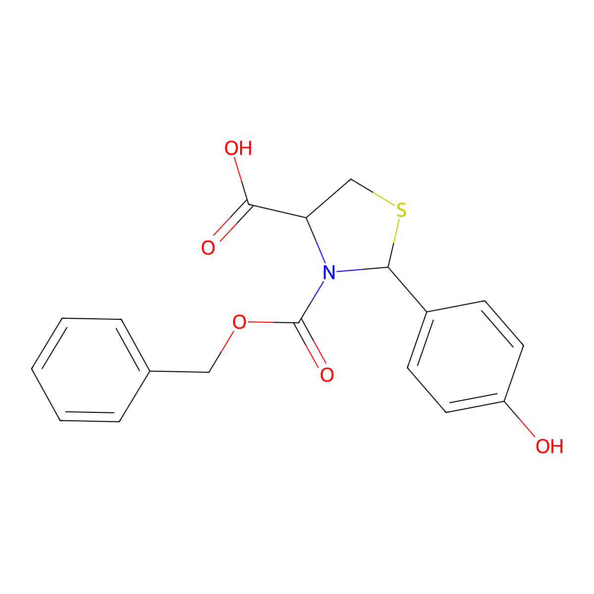 3-[(Benzyloxy)carbonyl]-2-(4-hydroxyphenyl)-1,3-thiazolidine-4-carboxylic acid molecular structure, CAS 2580178-60-3