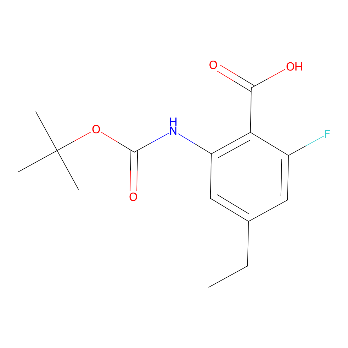 2-{[(Tert-butoxy)carbonyl]amino}-4-ethyl-6-fluorobenzoic acid molecular structure, CAS 2580178-69-2