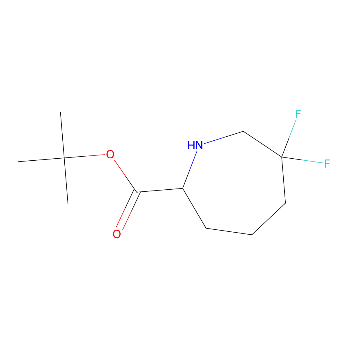 Tert-butyl 6,6-difluoroazepane-2-carboxylate molecular structure, CAS 2580178-70-5