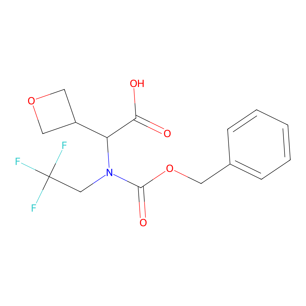 2-{[(Benzyloxy)carbonyl](2,2,2-trifluoroethyl)amino}-2-(oxetan-3-yl)acetic acid molecular structure, CAS 2580178-76-1