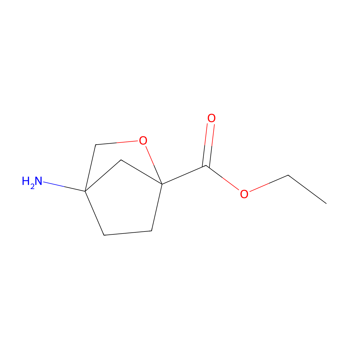 Ethyl 4-amino-2-oxabicyclo[2.2.1]heptane-1-carboxylate molecular structure, CAS 2580178-88-5