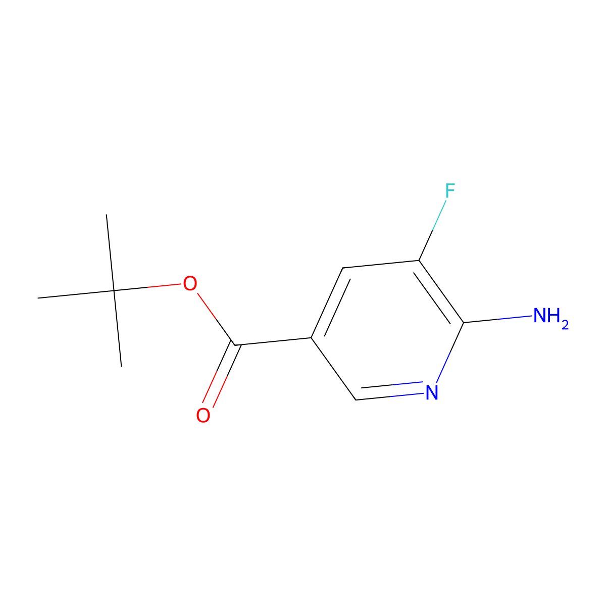 Tert-butyl 6-amino-5-fluoropyridine-3-carboxylate molecular structure, CAS 2580178-95-4