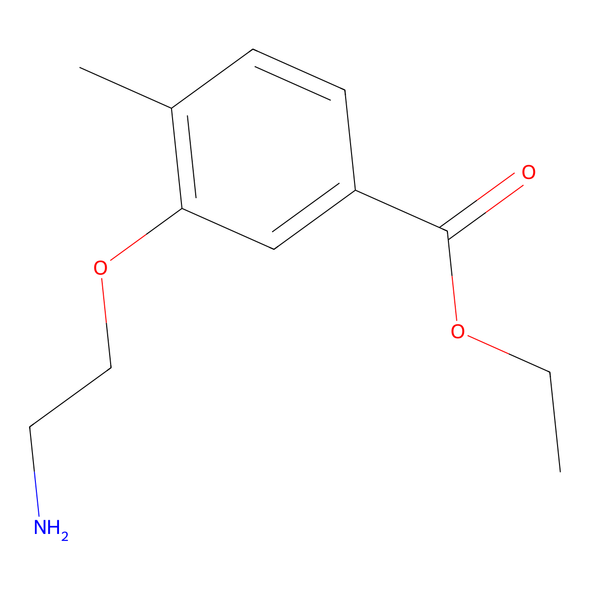 Ethyl 3-(2-aminoethoxy)-4-methylbenzoate molecular structure, CAS 2580178-99-8