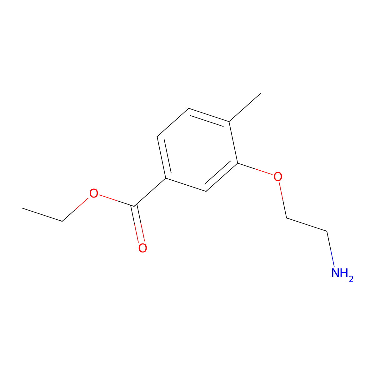 Ethyl 3-(2-aminoethoxy)-4-methylbenzoate molecular structure, CAS 2580178-99-8