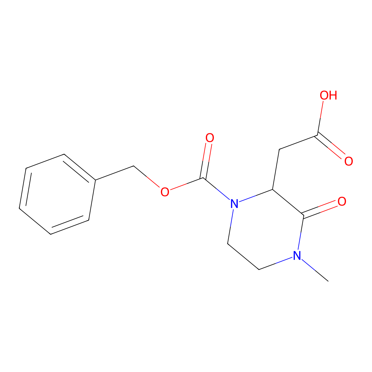 2-{1-[(Benzyloxy)carbonyl]-4-methyl-3-oxopiperazin-2-yl}acetic acid molecular structure, CAS 2580179-03-7