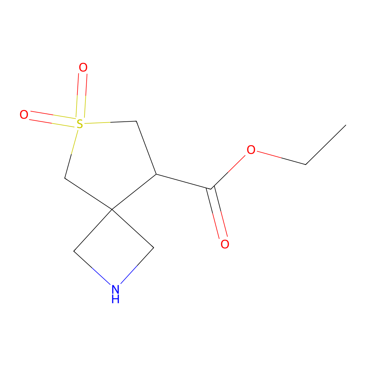 Ethyl 6,6-dioxo-6lambda6-thia-2-azaspiro[3.4]octane-8-carboxylate molecular structure, CAS 2580179-12-8