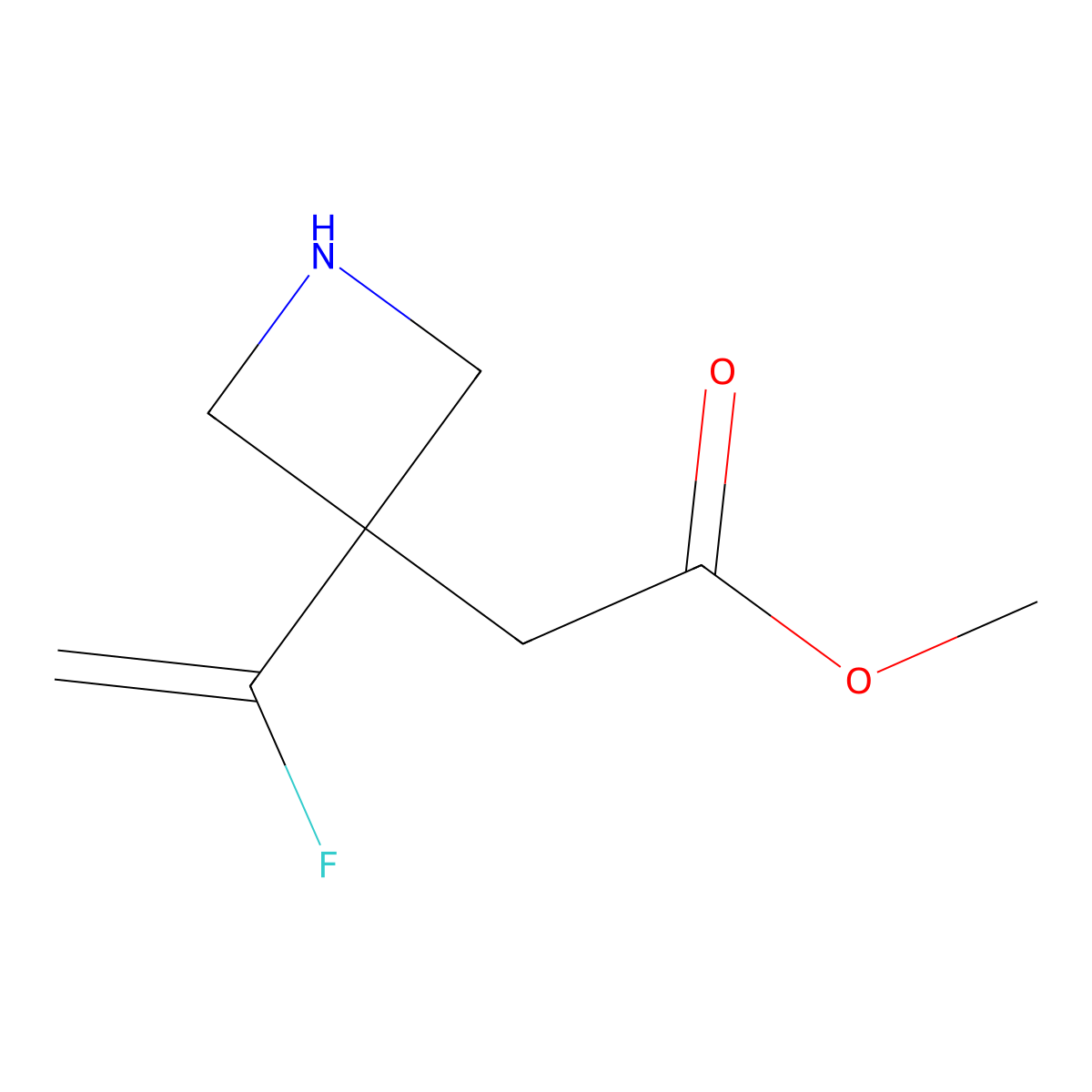 Methyl 2-[3-(1-fluoroethenyl)azetidin-3-yl]acetate molecular structure, CAS 2580179-13-9