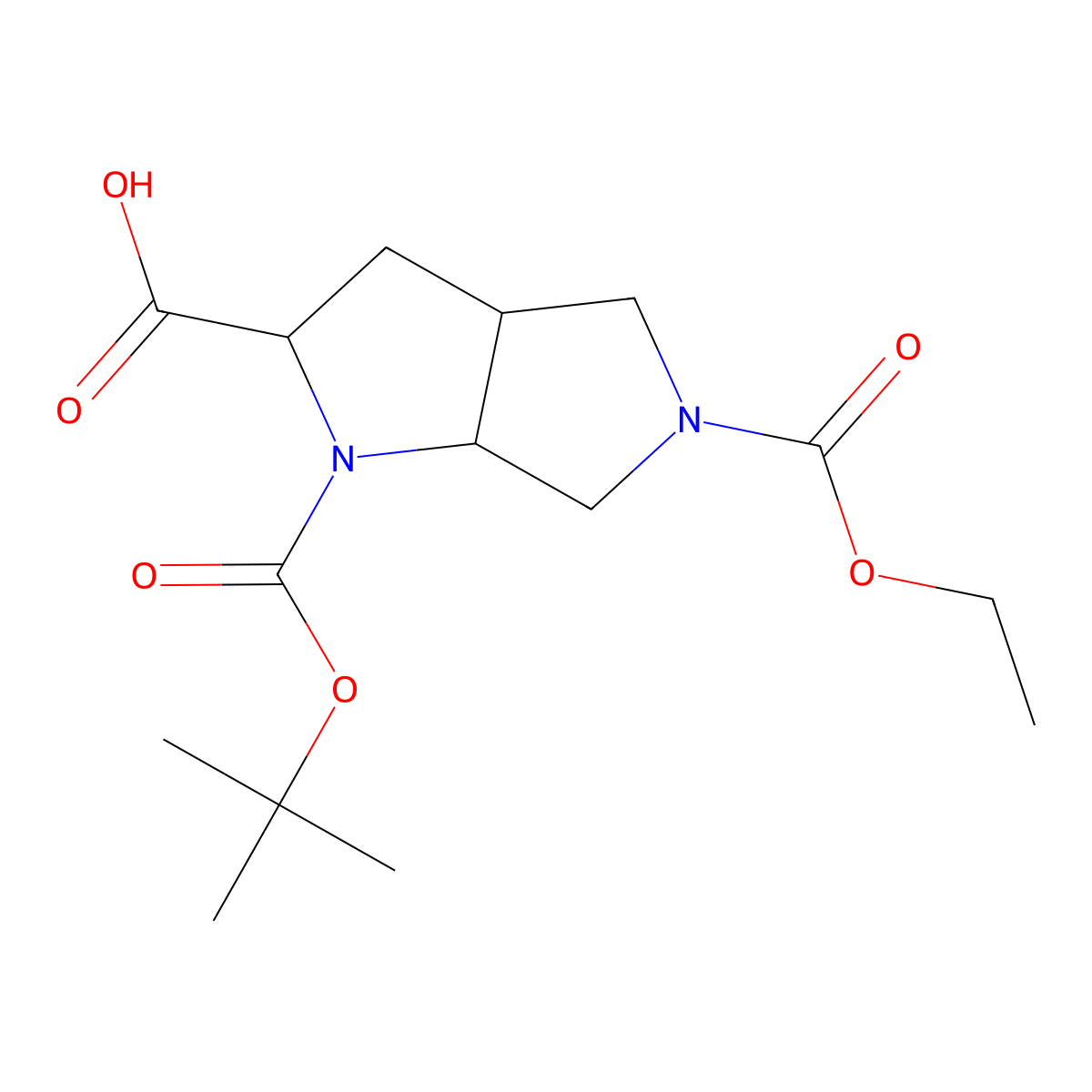 1-[(Tert-butoxy)carbonyl]-5-(ethoxycarbonyl)-octahydropyrrolo[3,4-b]pyrrole-2-carboxylic acid molecular structure, CAS 2580179-18-4